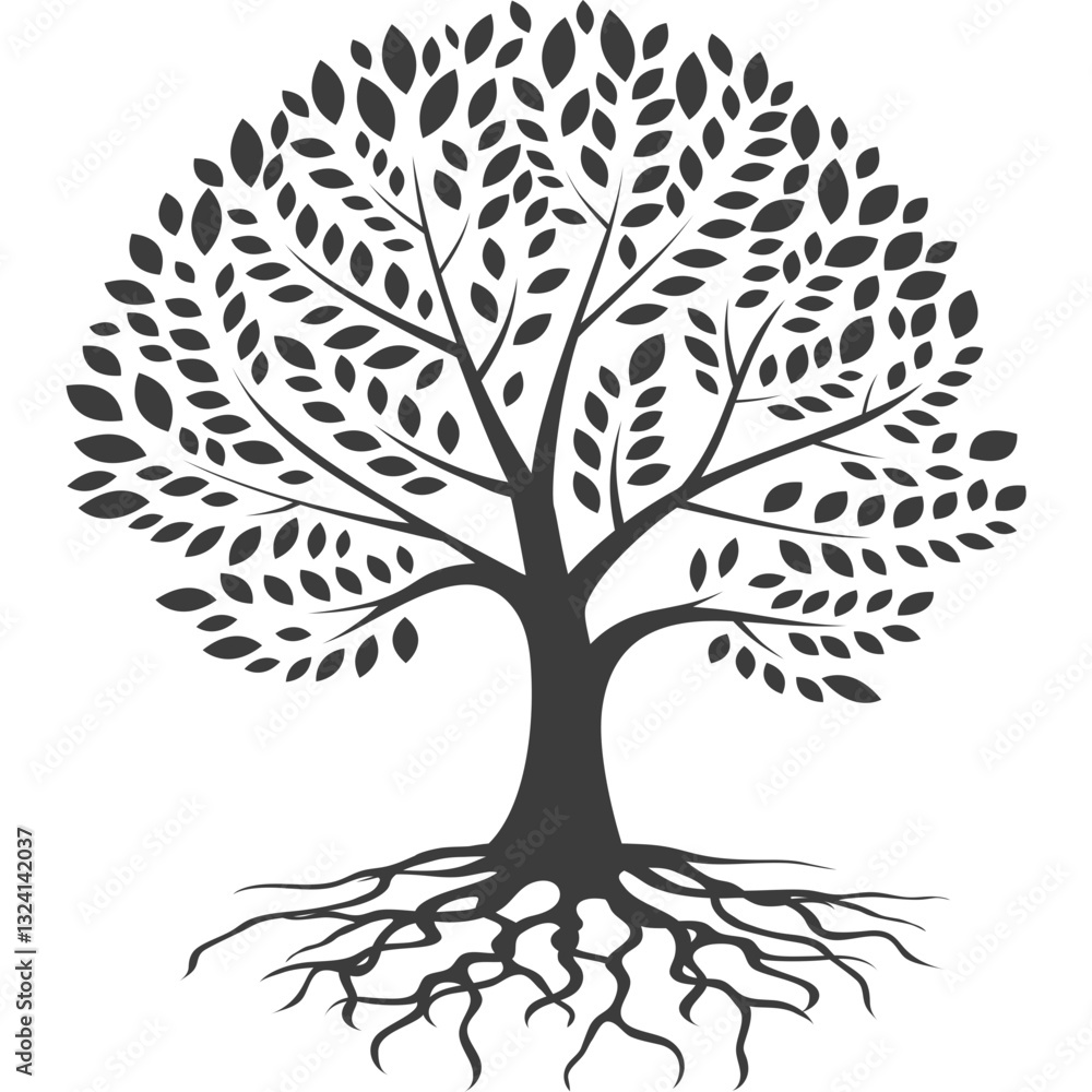 Obraz premium black tree silhouette vector illustration.