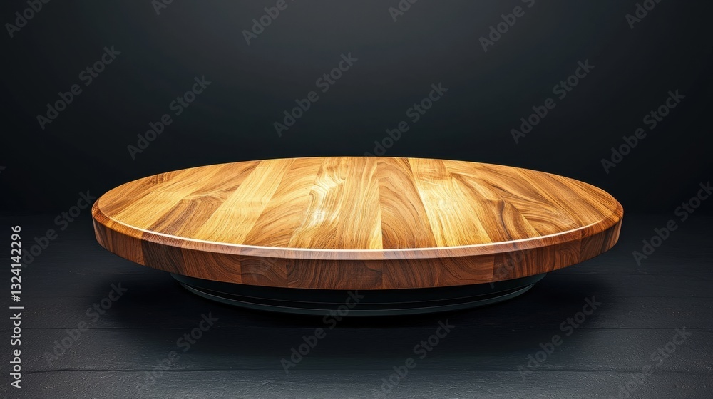 Obraz premium Wooden serving platter on a dark background