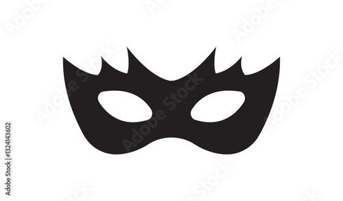 Incognito mask, villain or robber hide face element, black silhouette mystery costume icon. Superhero or carnival bandit burgar,  EPS10