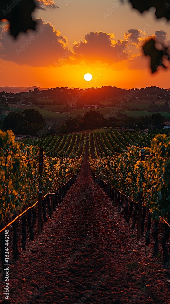 Fototapeta premium Sunset Vineyard Landscape