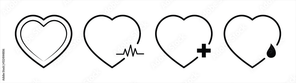 Heart Icons Representing Health, Medicine, and Life Vector Illustration Heart Icons Representing Health, Medicine, and Life Vector Illustration