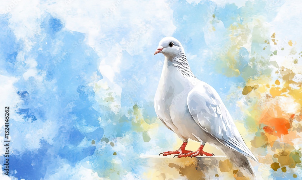 Fototapeta premium A white dove against the sky. religion, soul, symbolism. Copy space