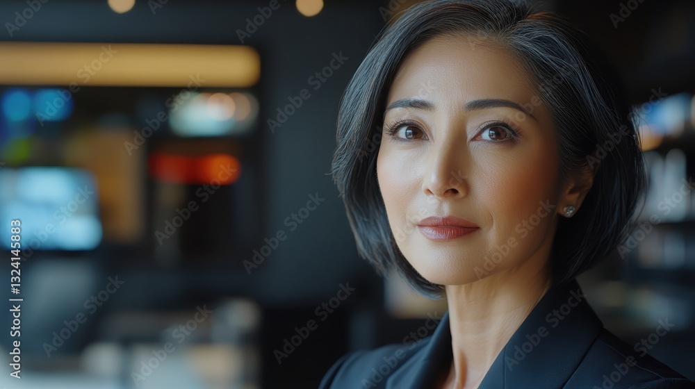 Naklejka premium Confident Asian Businesswoman Portrait in Modern Office