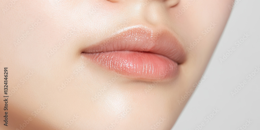 Obraz premium Close-up of Woman's Lips and Lower Face