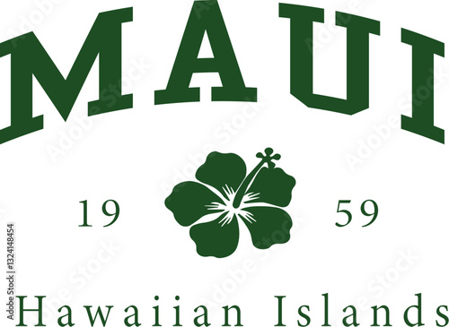 hawaii maui tropical flower Hibiscus floral Graphic Tee tshirt logo artwork typography tote badge emblem crest 
