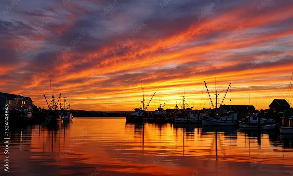 sunset in the harbor