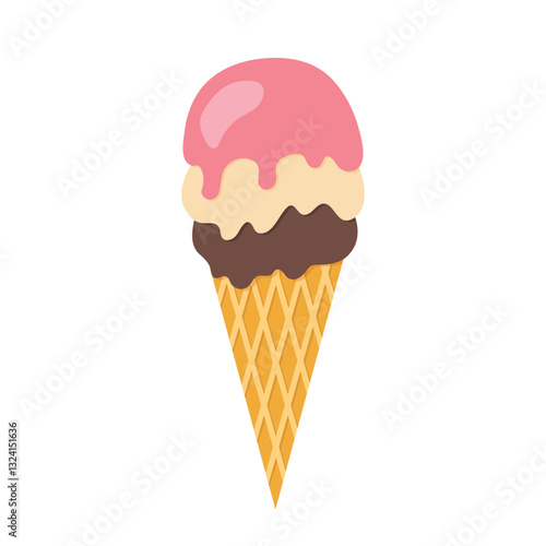 ice cream in a waffle cone- vector illustration