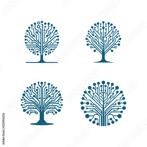 abstract cuit Board Tree tech. for education learning and technology business company logo.