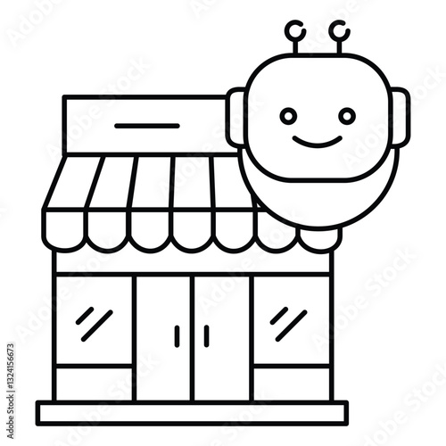 Retail Ai Store and Shopping Vector Icon Design with Editable Stroke