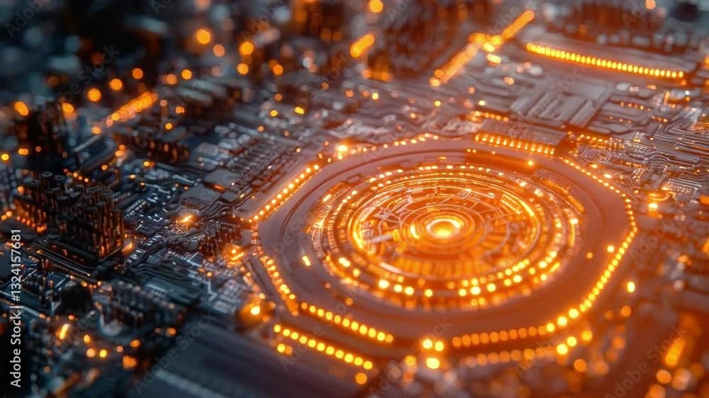 A detailed view of a quantum computing circuit brimming with intricate components. A detailed view of a quantum computing circuit brimming with intricate components.