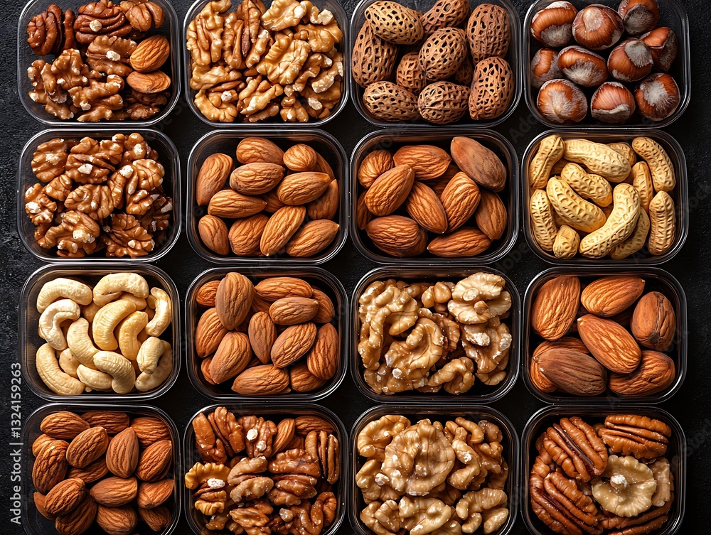 Assorted Nuts in Containers. Assorted Nuts in Containers.