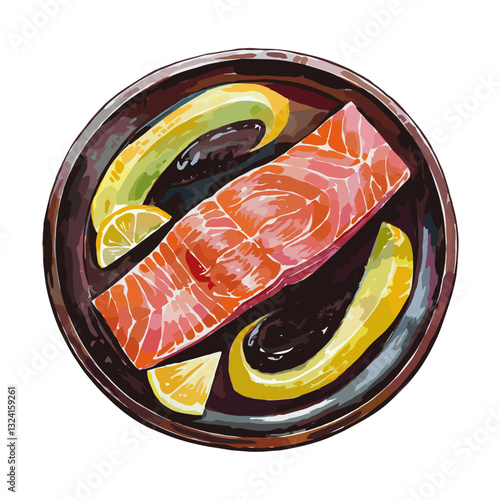 Watercolor Smoked Salmon Fillet