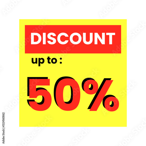 Discount offer tag badge. Sale promotion label with 50 percentage sign.