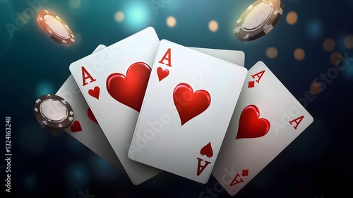Professional Card Suits Set Illustration on Isolated Background for Gaming Purposes