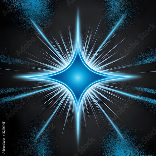 Glowing blue abstract shape, dark grainy black blue background, noise texture futuristic dynamic poster header cover wallpaper banner backdrop design arrow and point, square 