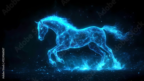 Blue Horse in Dreamy Background