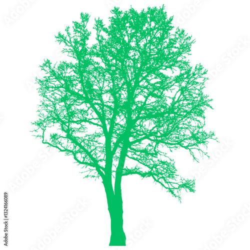 Green tree silhouette vector illustration.