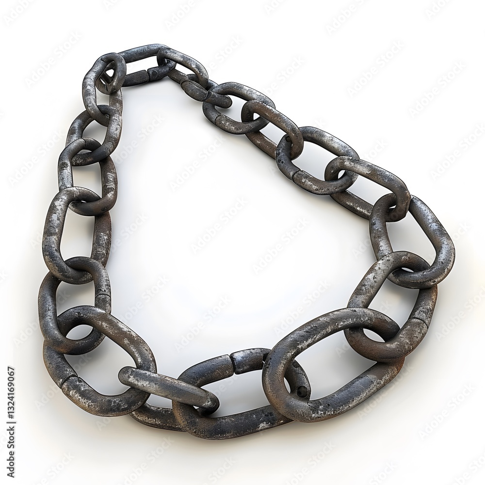 Fototapeta premium Heavy Duty Metal Chain Isolated on White Background for Industrial Use