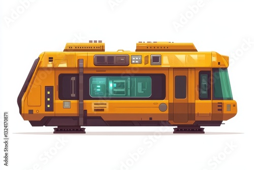Bright Yellow Train Car with Modern Design and Futuristic Features