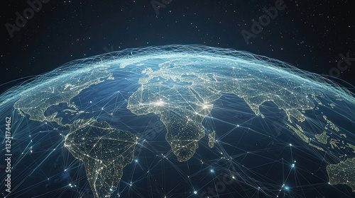 clean and modern visual of global data network showcasing interconnected regions across world, emphasizing technology and connectivity