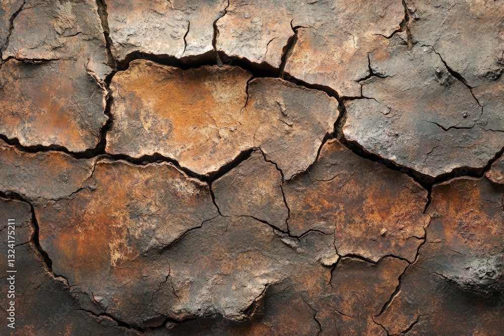 Cracked earth texture with shades of brown and grey, showing dryness and aridity. Cracked earth texture with shades of brown and grey, showing dryness and aridity.