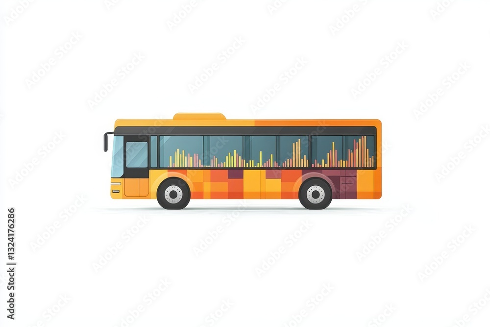 Colorful Public Bus Illustration with Graphical Design Elements Colorful Public Bus Illustration with Graphical Design Elements