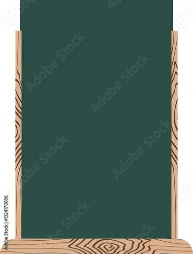 Illustration of a standing wood signage holder with blank copy space. Empty wooden table menu stand for your design. 