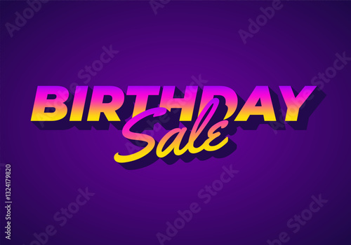 Birthday sale. text effect design for advertising and social media needs