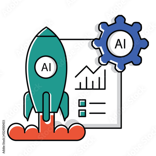 Entrepreneurial Ai Autoamtion Business Startup Vector Icon Design