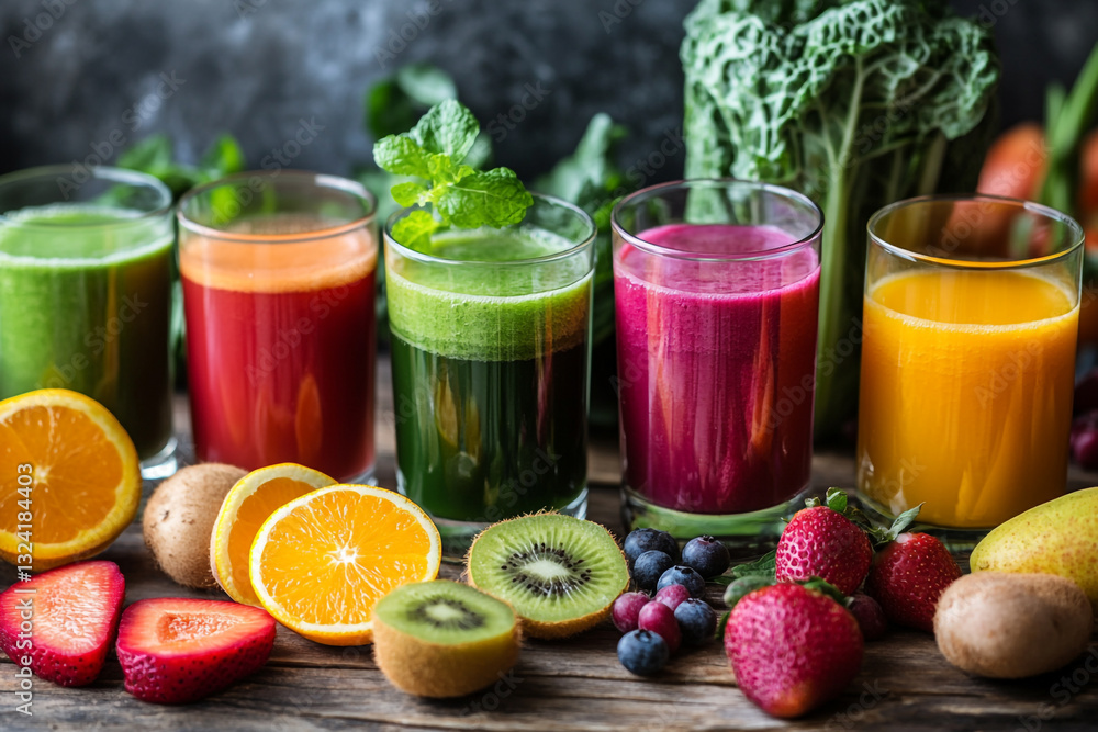 Refreshing colorful fruit and vegetable juices healthy drinks red diet food kiwi tasty green blend Refreshing colorful fruit and vegetable juices healthy drinks red diet food kiwi tasty green blend