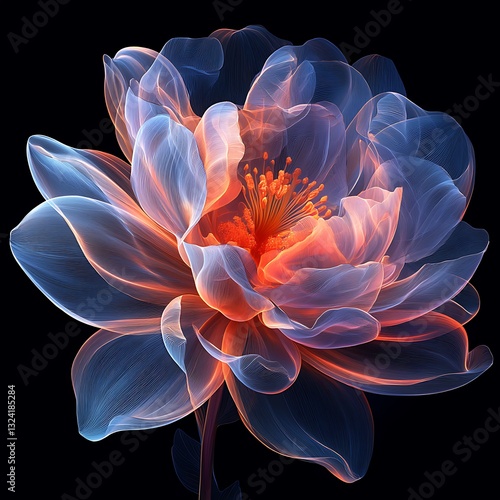 Beautiful digital floral masterpiece with radiant abstract composition image