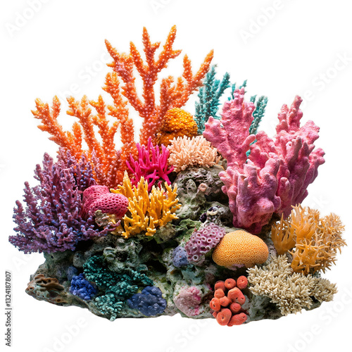 Fototapeta Naklejka Na Ścianę i Meble -  Colorfull coral reef isolated on transparent