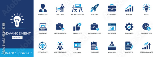 Advancement icon set - vector illustration.