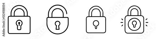 lock icon, lock line art - simple line art of lock, perfect for lock logos and icons