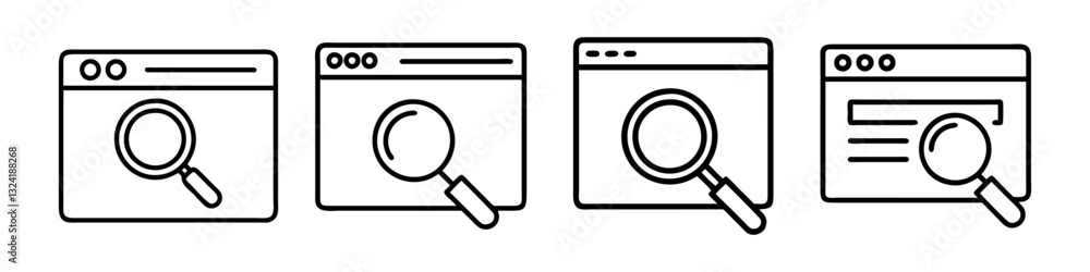 search engine icon, search engine line art - simple line art of search engine, perfect for search engine logos and icons search engine icon, search engine line art - simple line art of search engine, perfect for search engine logos and icons