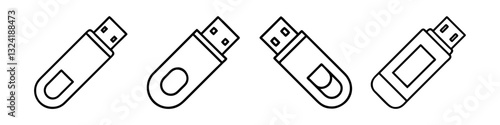 usb flash drive icon, usb flash drive line art - simple line art of usb flash drive, perfect for usb flash drive logos and icons