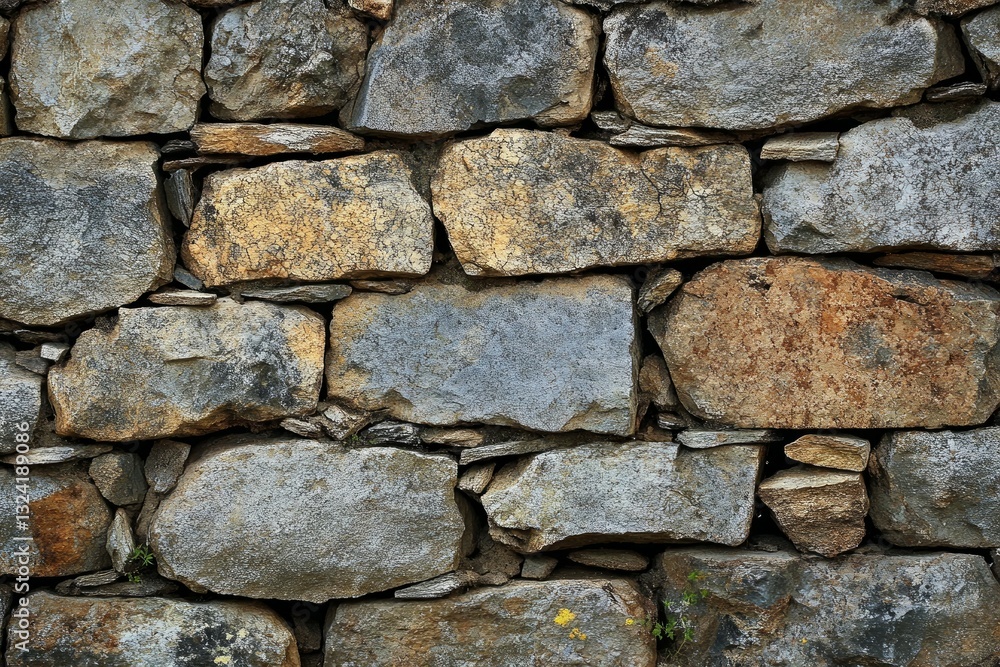 Sunlit textured stone wall with soft depth of field. Neural network AI generated Sunlit textured stone wall with soft depth of field. Neural network AI generated