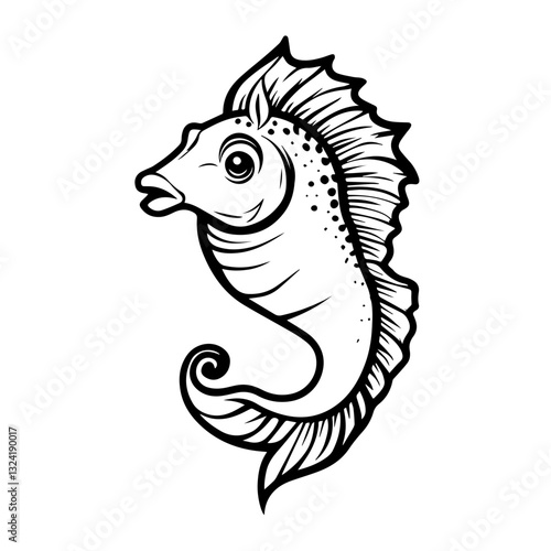 Horsefish Simple Vector Logo – High-Contrast Flat Design Illustration