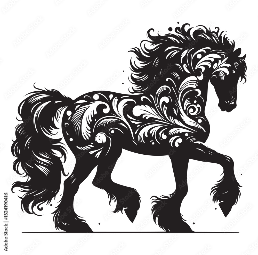 Fototapeta premium Horse vector silhouette design, isolated white background.