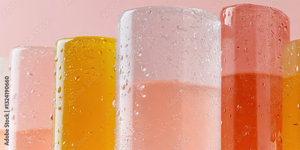 Fototapeta premium Condensation on Translucent Liquid-Filled Cylinders