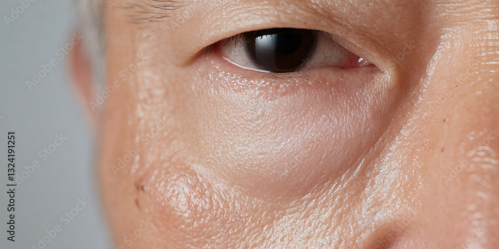 Fototapeta premium Close-up Photograph of a Man's Eye and Facial Skin