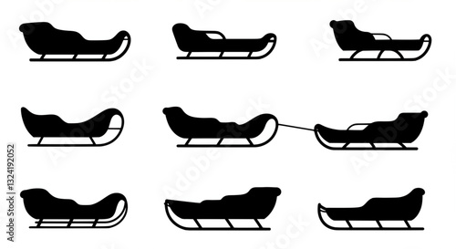 Sledge Icon set isolated on white background