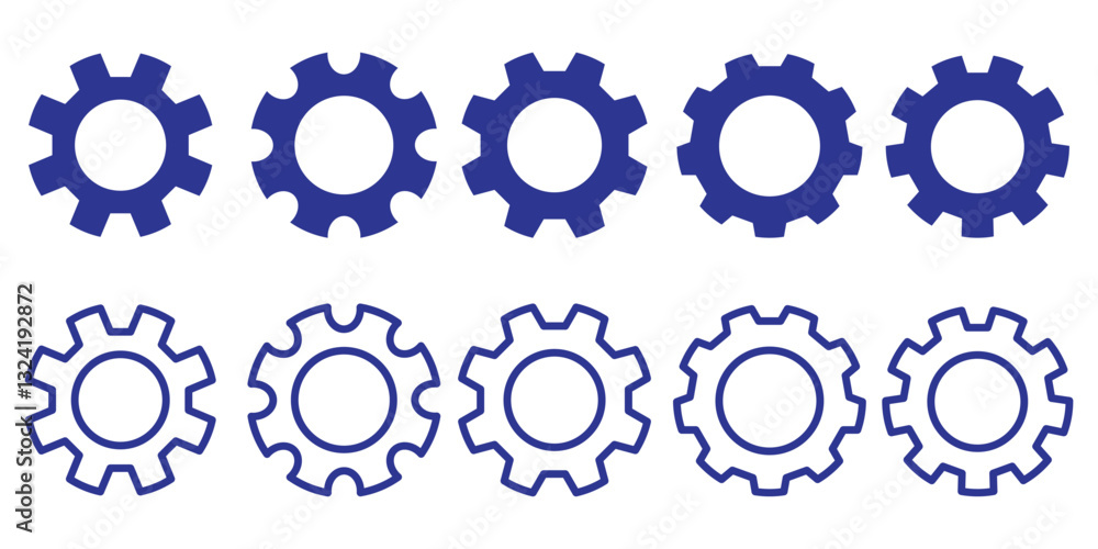 Obraz premium Gear icon set, gear wheel icons collection. Cogwheel vector icon. gear settings icons. settings icons. eps 888.