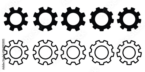 Gear icon set,  gear wheel icons collection. Cogwheel vector icon. gear settings icons.  settings icons. eps 888.