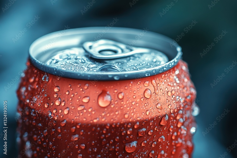 Refreshing drink can close-up shot outdoor setting atmospheric environment cool viewpoint beverage concept Refreshing drink can close-up shot outdoor setting atmospheric environment cool viewpoint beverage concept