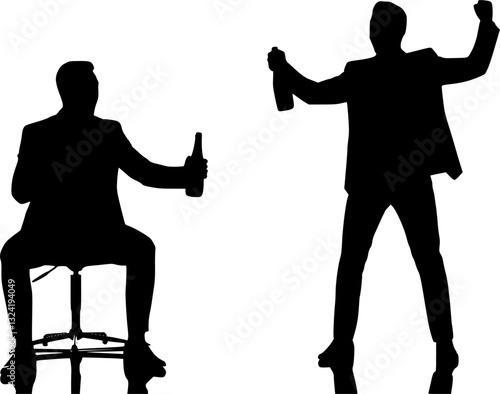 silhouette of two friends drinking a celebrating