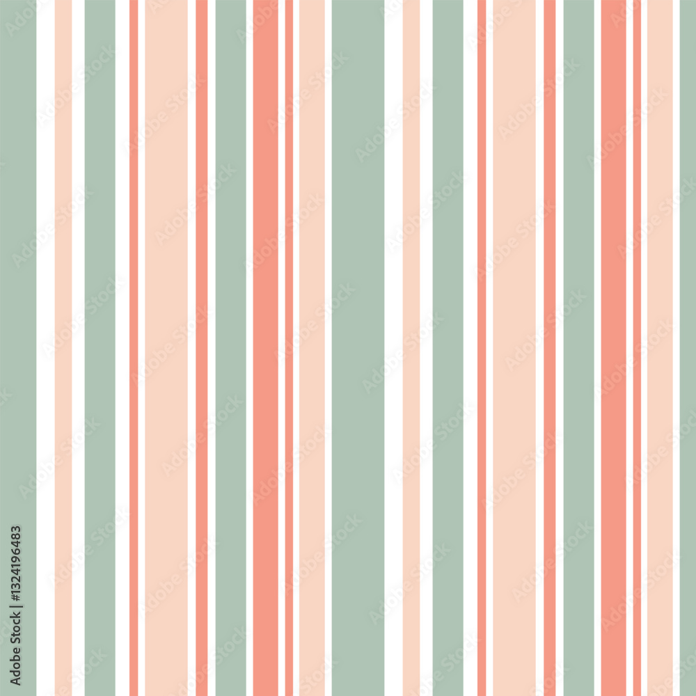 Seamless pattern with pastel vertical stripes in green and orange tones on a white background. Vector Seamless pattern with pastel vertical stripes in green and orange tones on a white background. Vector