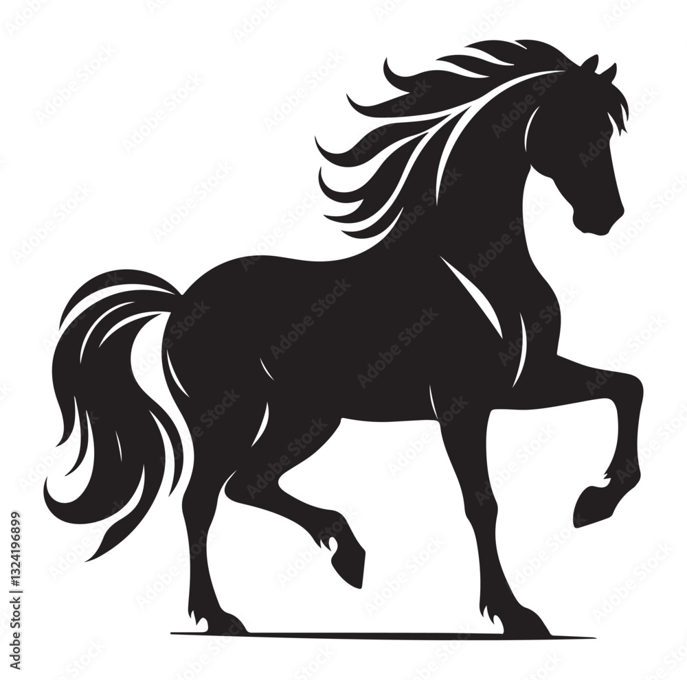 Horse vector silhouette design, isolated white background. Horse vector silhouette design, isolated white background.