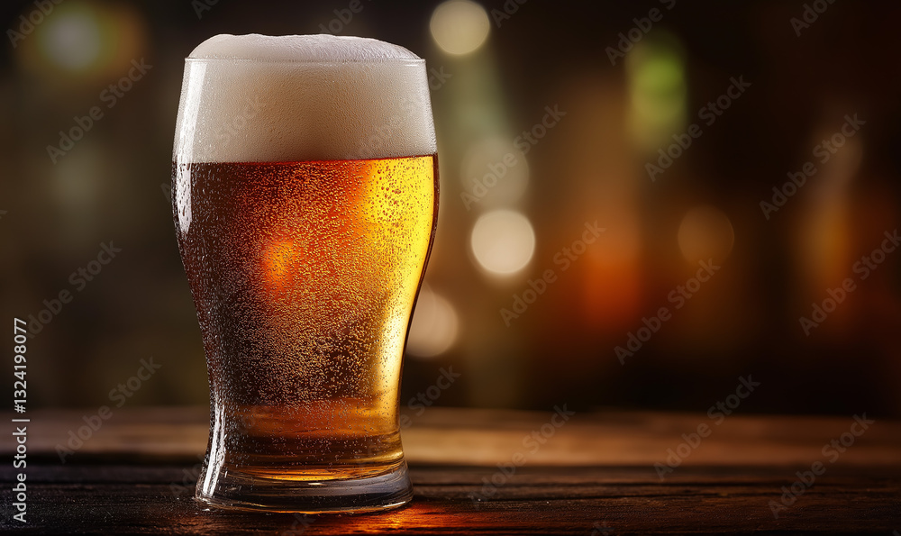 A concept of fresh beer in warm light A concept of fresh beer in warm light