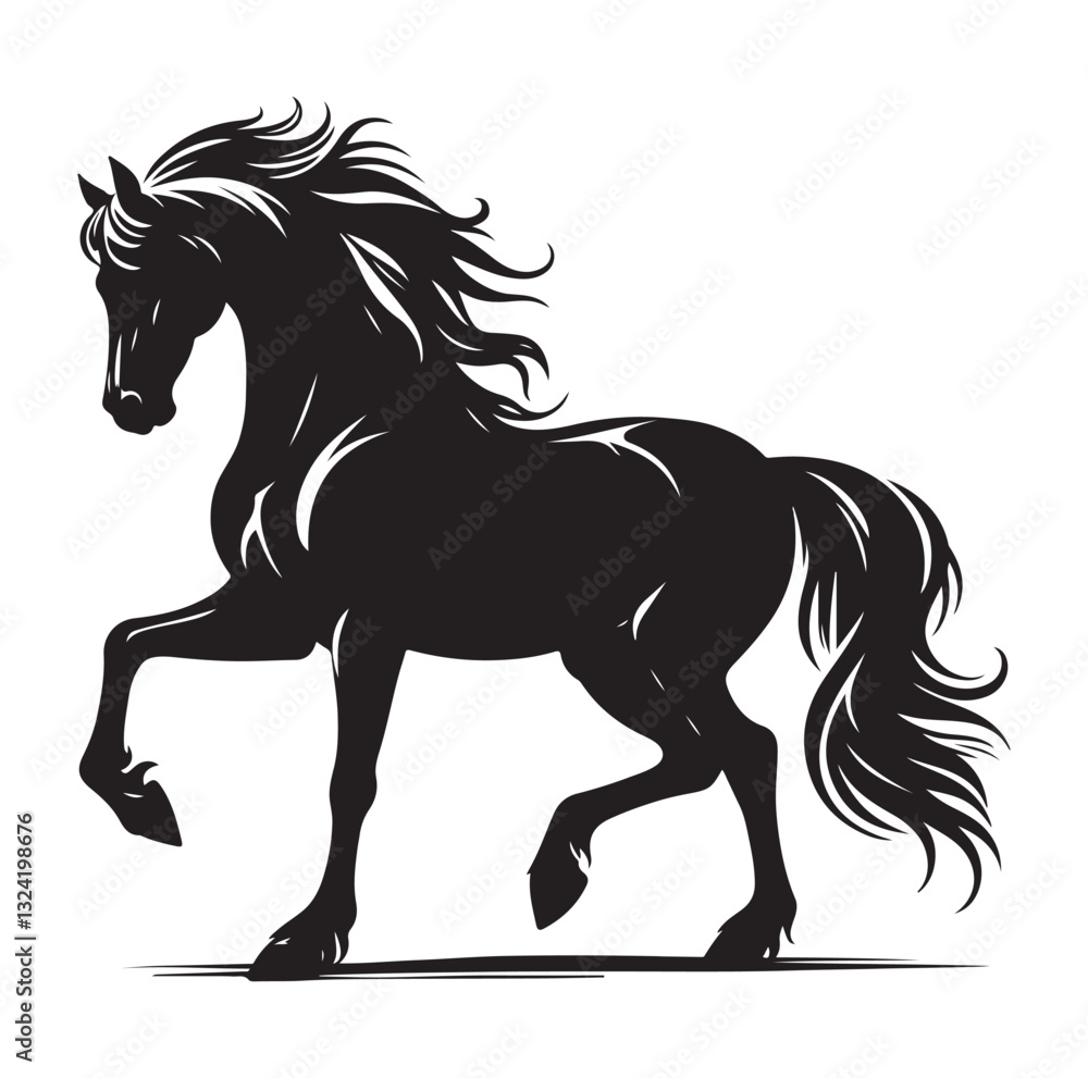 Obraz premium Horse vector silhouette design, isolated white background.